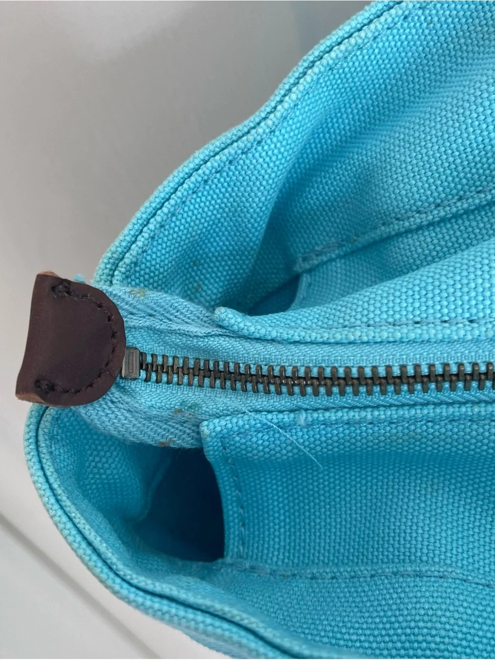 Polo Ralph Lauren  Light Blue Big Pony Zip Cotton Canvas Tote Bag RARE